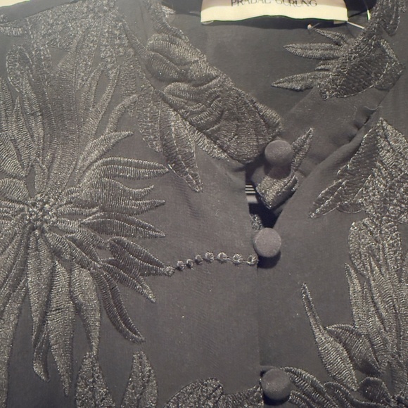 PRABAL GURUNG BLACK FLORAL SHIRT DRESS - SIZE 4 - Picture 4 of 4